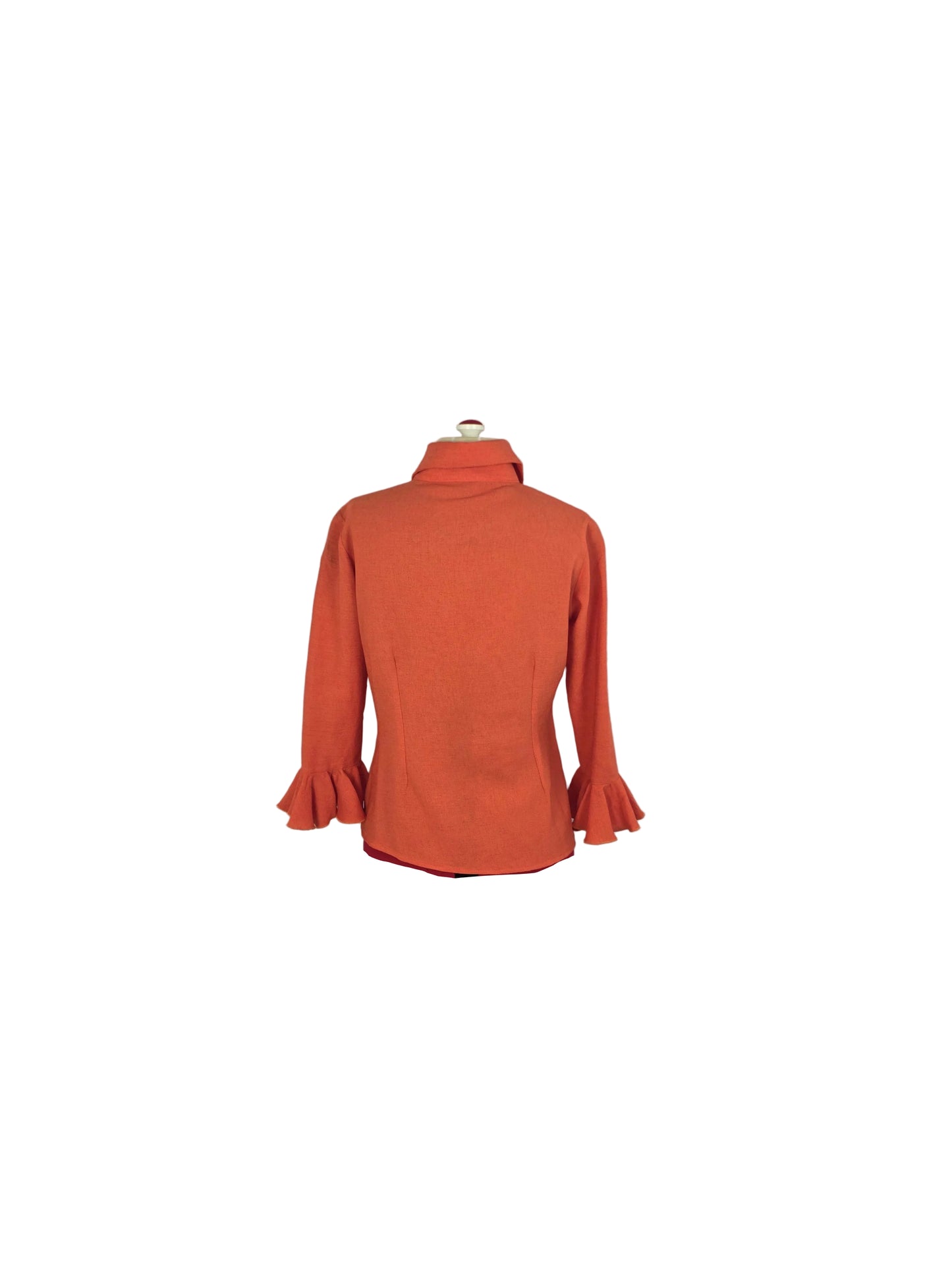 1970s Tailored Burnt Orange Blouse, Flared Cuffs