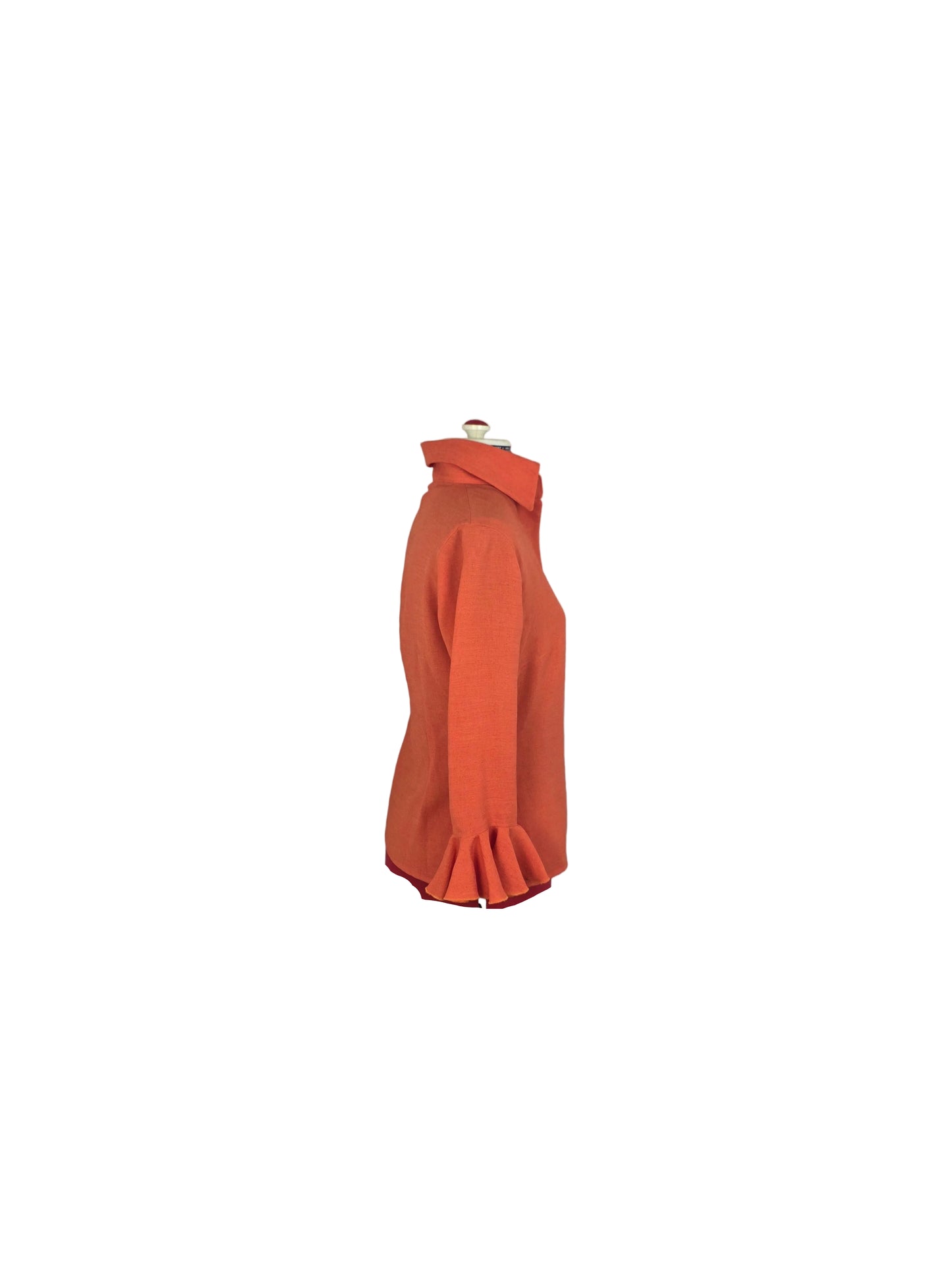 1970s Tailored Burnt Orange Blouse, Flared Cuffs