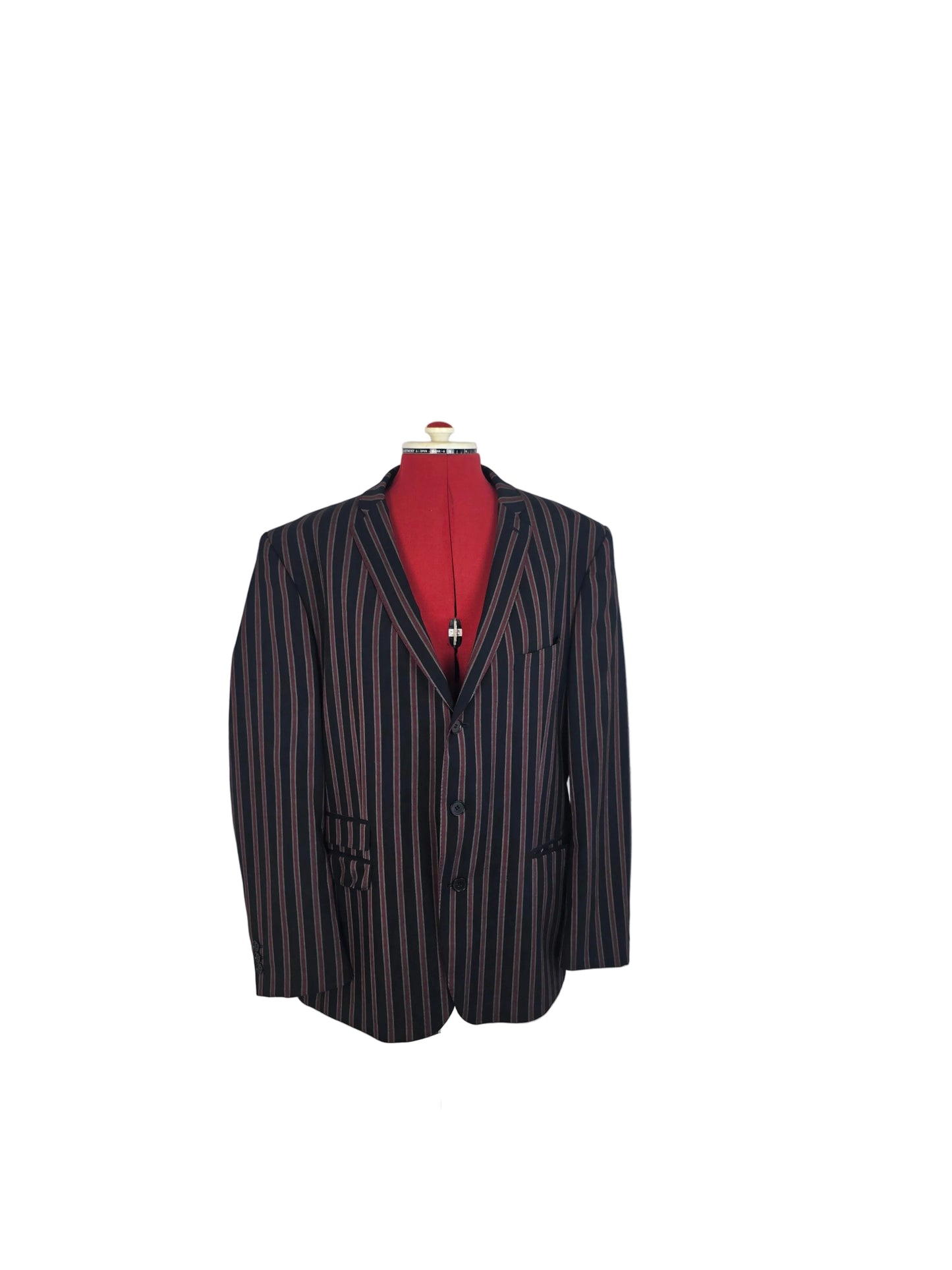Late 1970s Navy & Burgundy Pinstripe Blazer