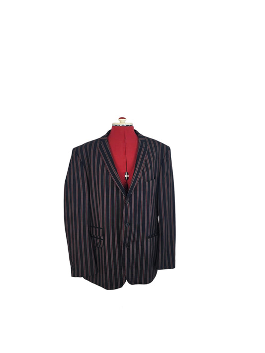 Late 1970s Navy & Burgundy Pinstripe Blazer