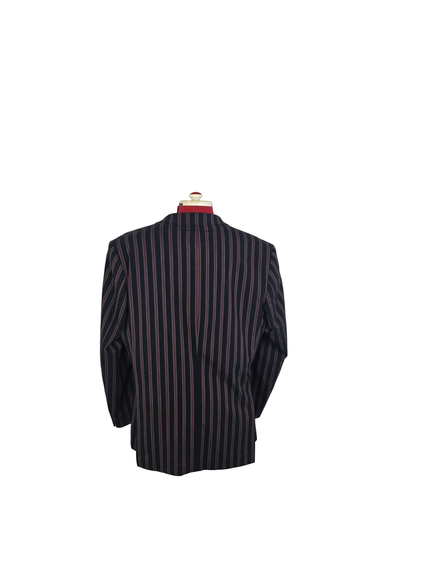 Late 1970s Navy & Burgundy Pinstripe Blazer