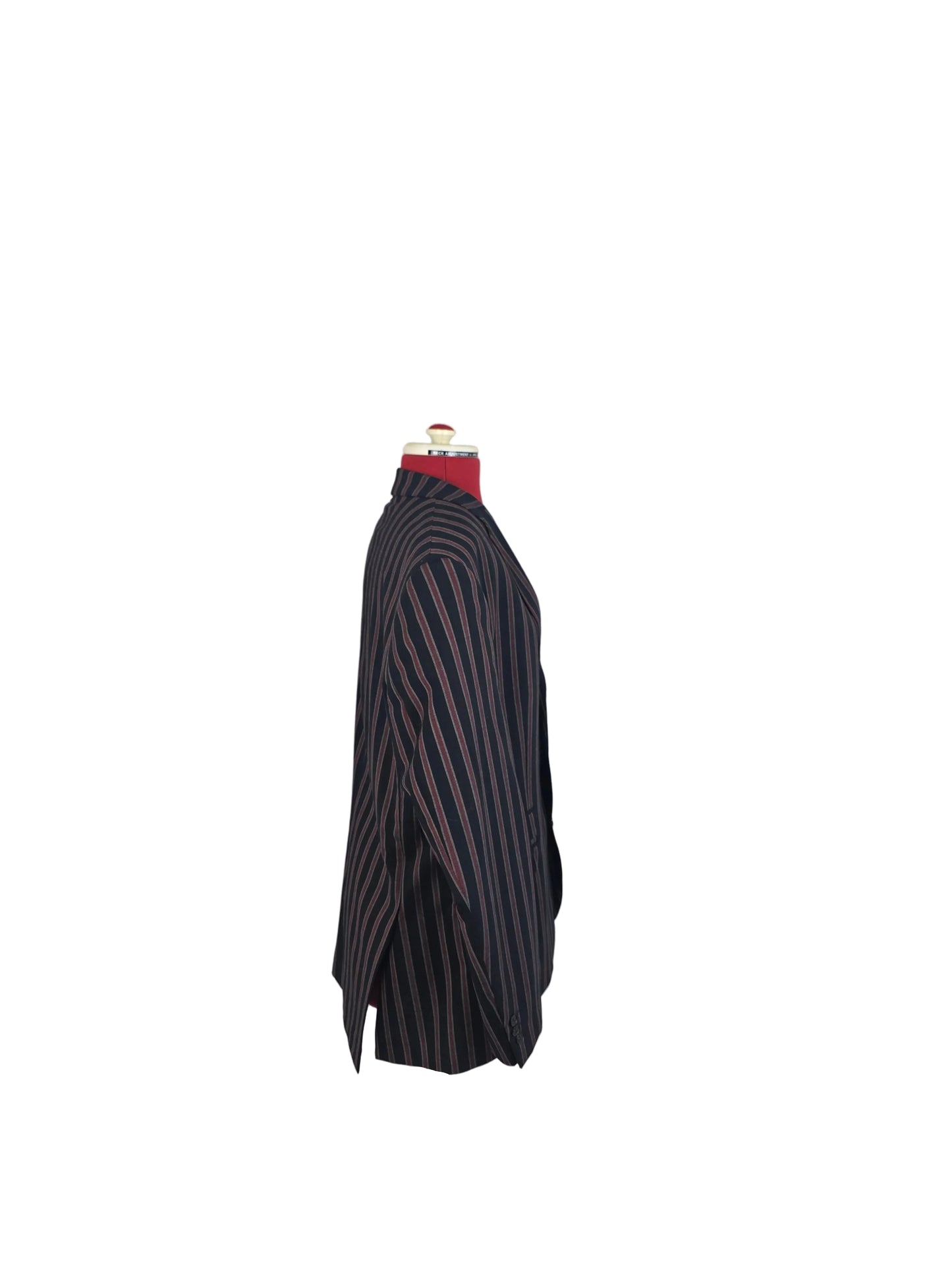 Late 1970s Navy & Burgundy Pinstripe Blazer