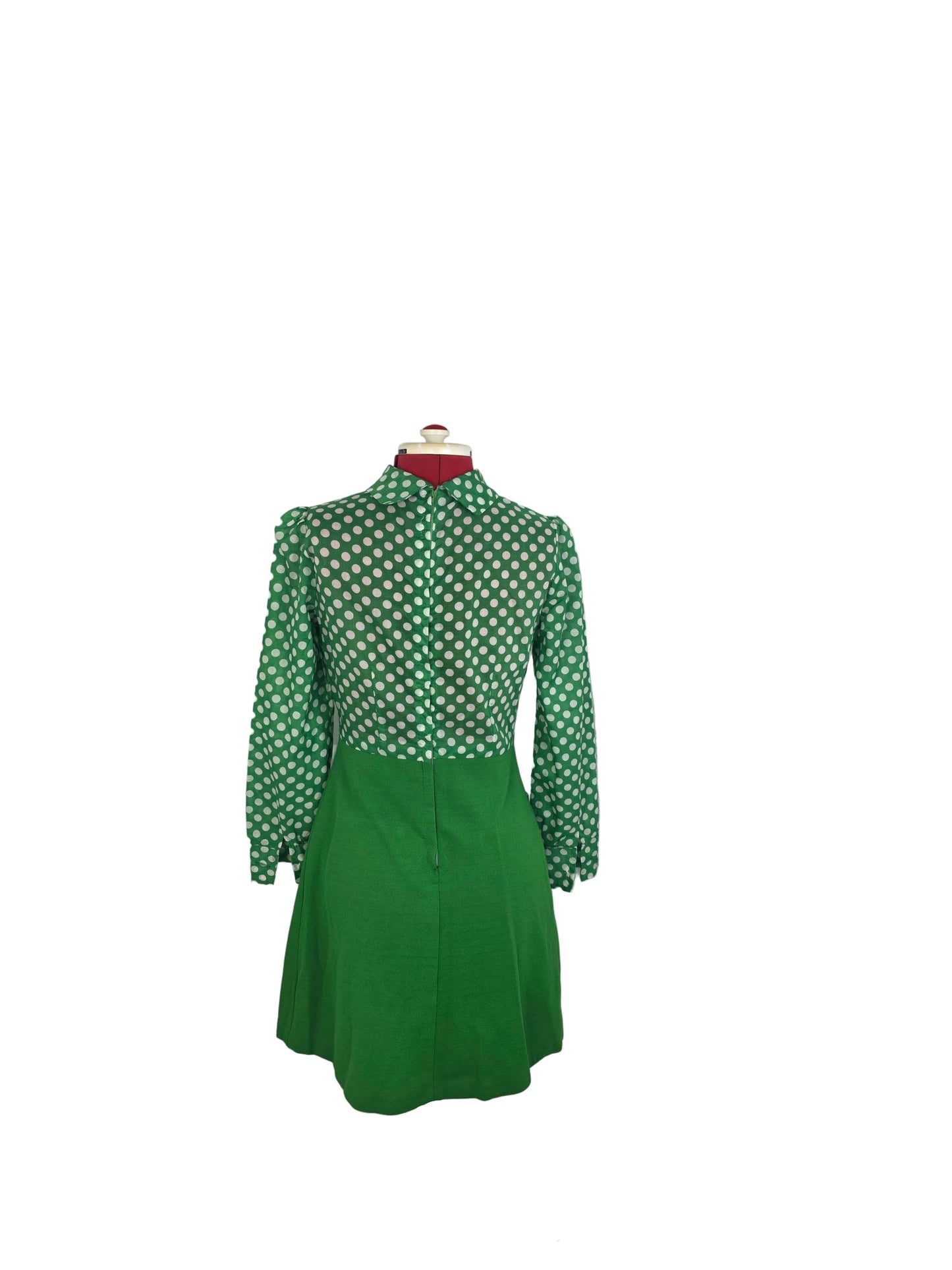Authentic late 60s / early 70s Mod polka dot mini dress