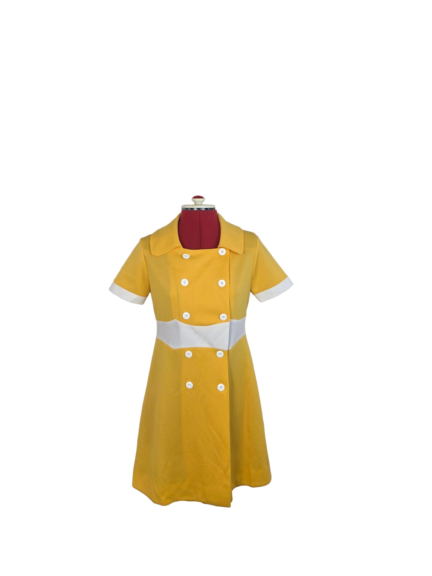 1960s Mod Dress – Mustard Yellow with Double-Breasted Detail