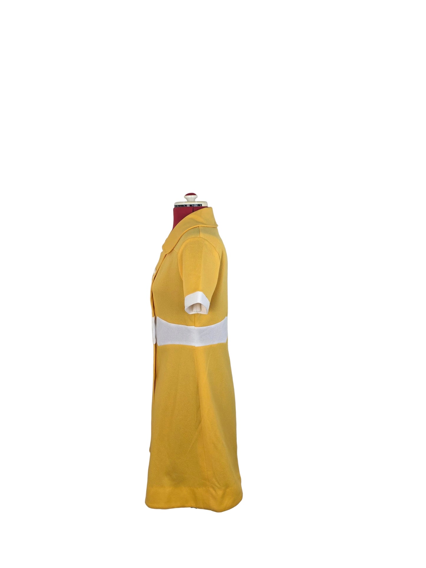 1960s Mod Dress – Mustard Yellow with Double-Breasted Detail