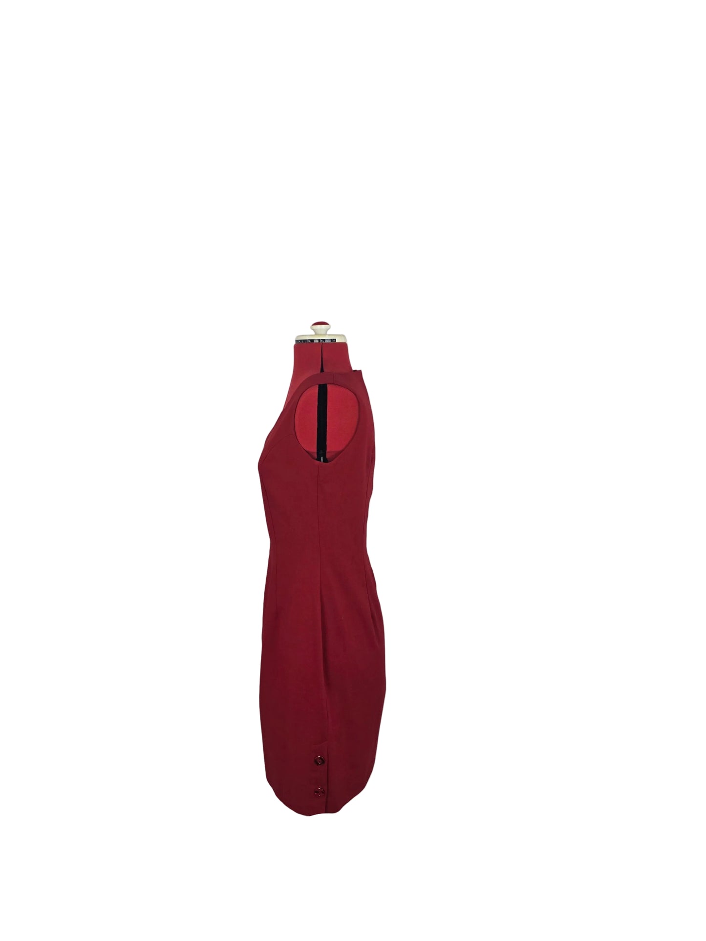 Late 1960s Mod Berry Red Sleeveless Mini Dress