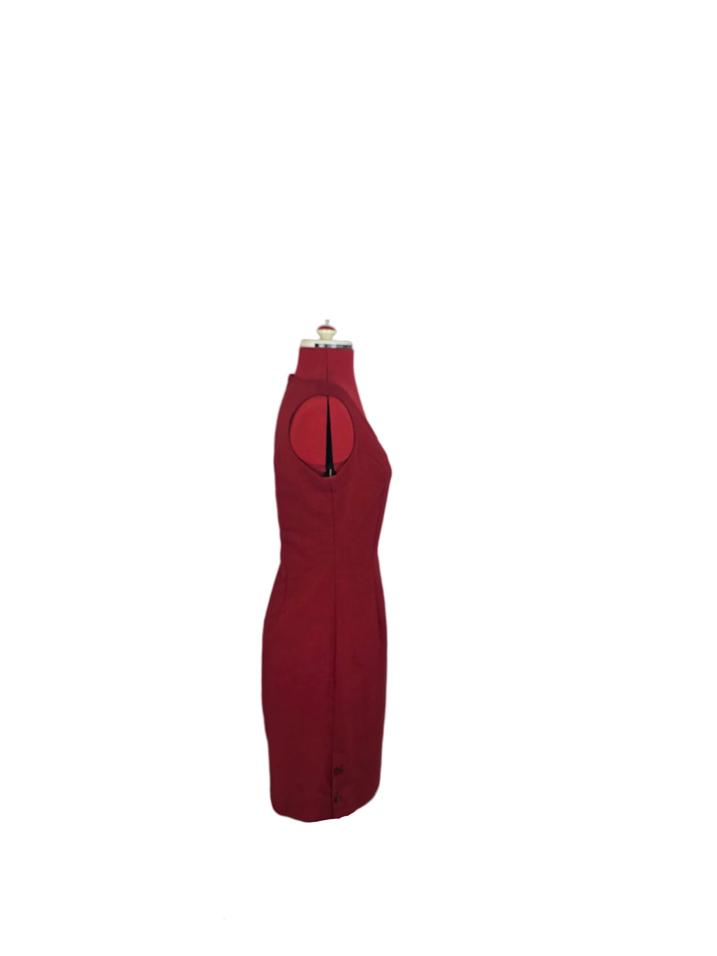 Late 1960s Mod Berry Red Sleeveless Mini Dress