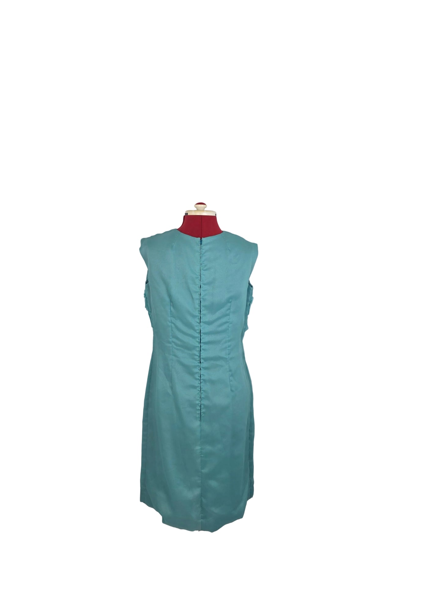 Late 1960s Turquoise Handmade Chiffon Cocktail Dress