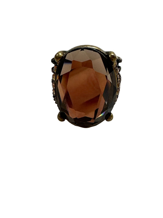 Vintage-Inspired Smoky Quartz Cocktail Ring – Statement Crystal Ring