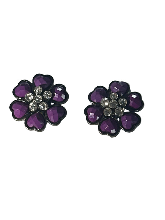 Purple Vintage Clip-On Earrings, 1950s Style