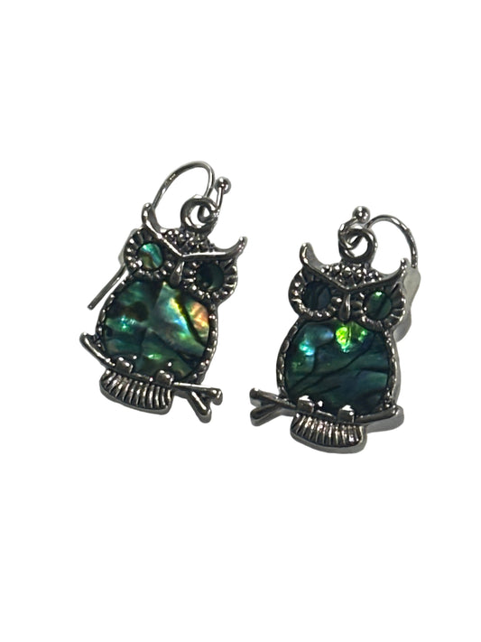 Turquoise Owl Earrings, Contemporary Design