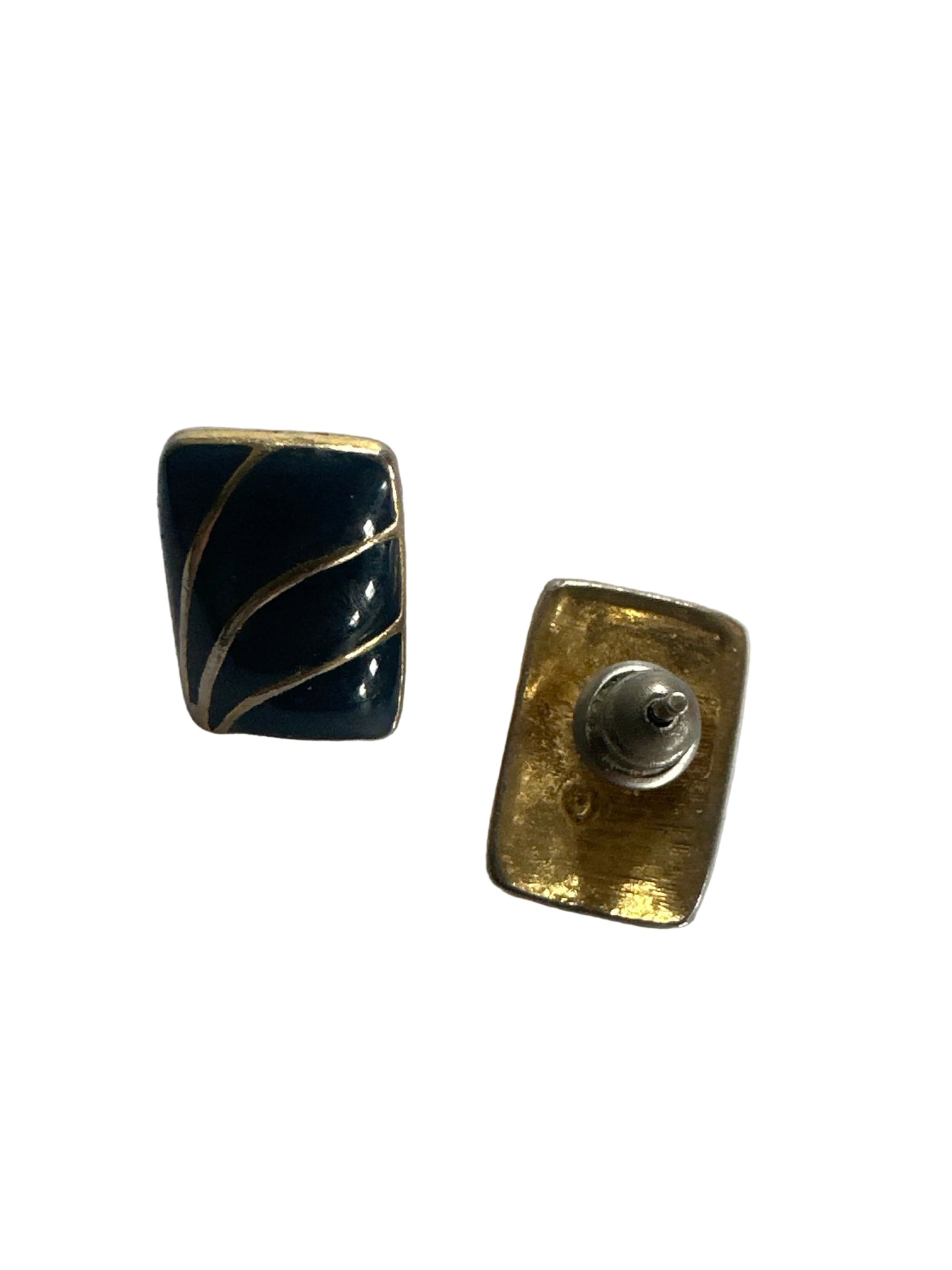 Vintage Navy Enamel with Gold Veining Earrings