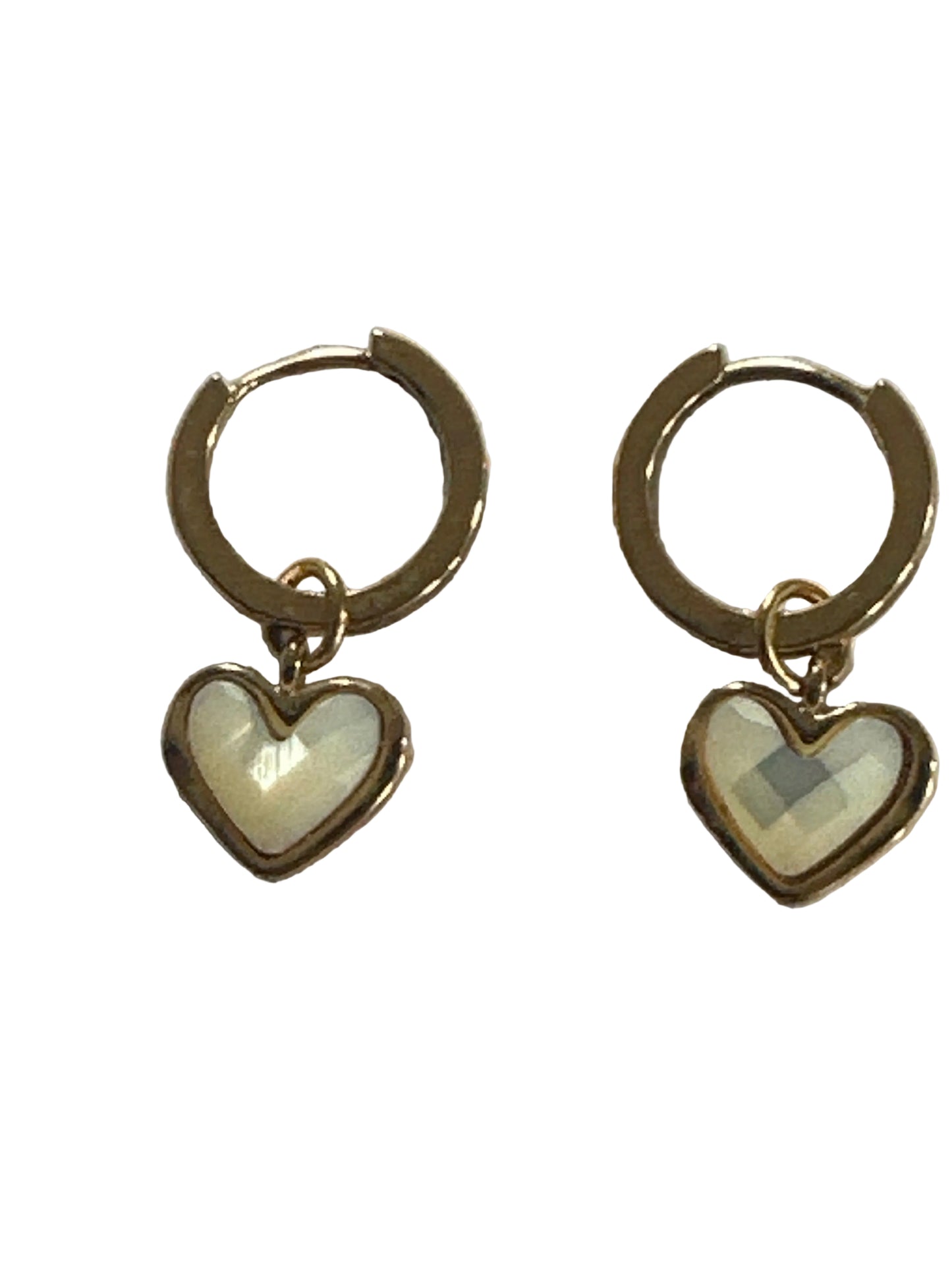 Heart Charm Hoop Earrings,  Gold Tone