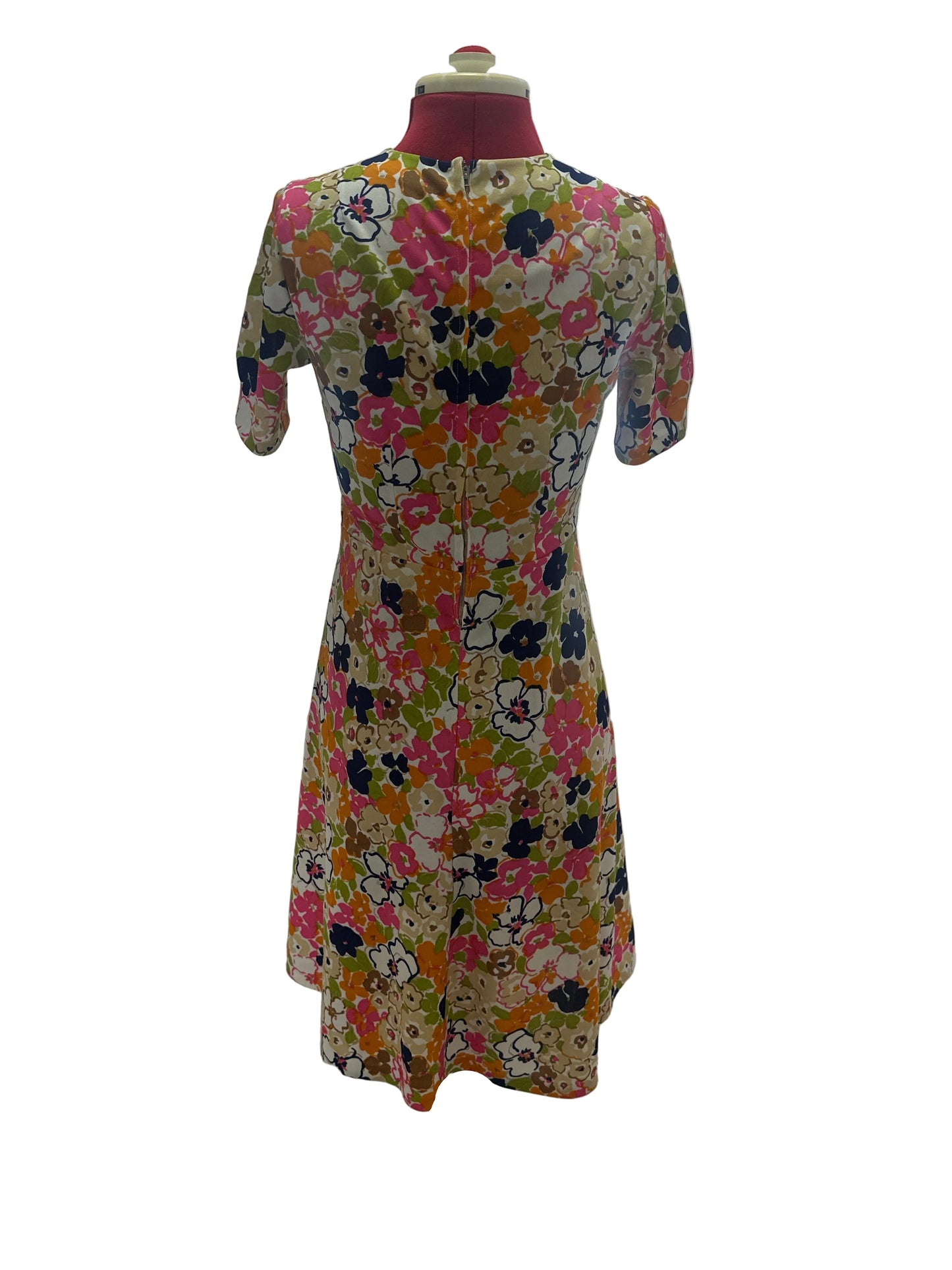 Late 1960s–1970s Handmade Floral Dress, Sweetheart Neckline