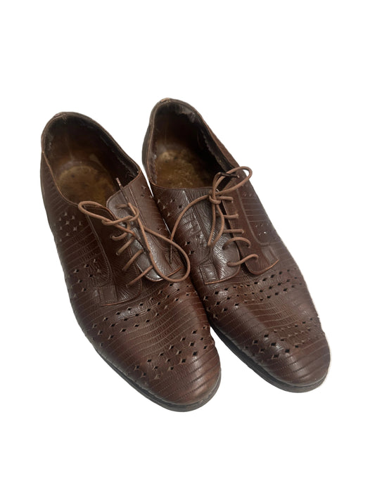 1940s G.F. Hutchings Brown Leather Cutwork Oxford Shoes UK 4 EU 36