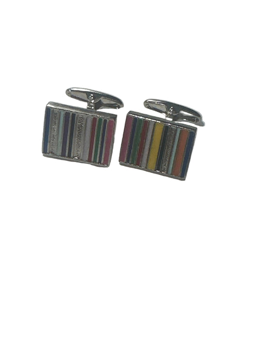 Late 20th Century Multicolour Stripe Cufflinks Enamel Mens