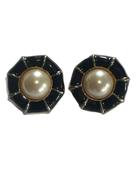 Black and Gold Eagle Clip-On Earrings
