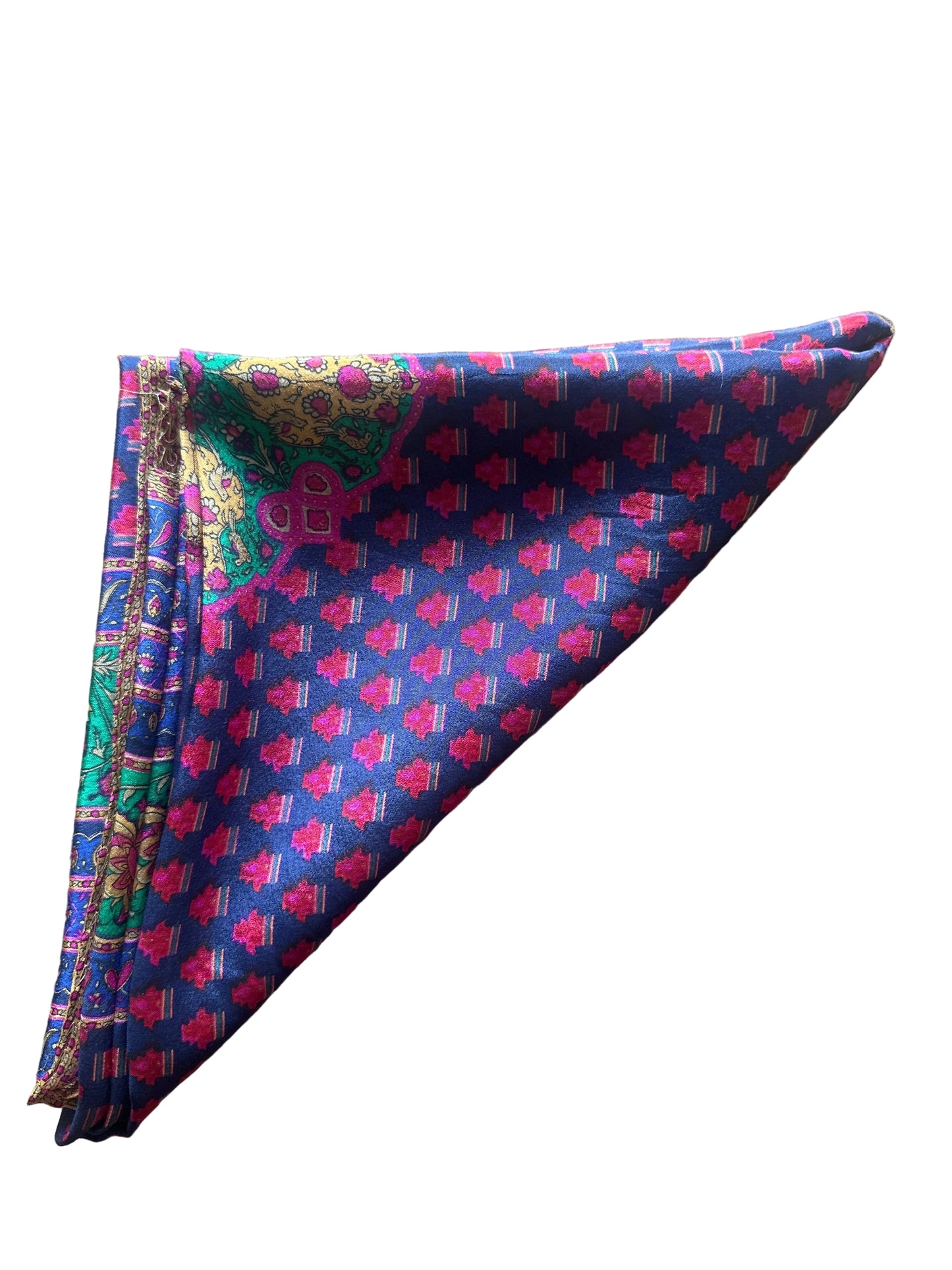 Vintage Floral Border Scarf c.1980s–1990s, Square Fashion Scarf 81 x 81 cm