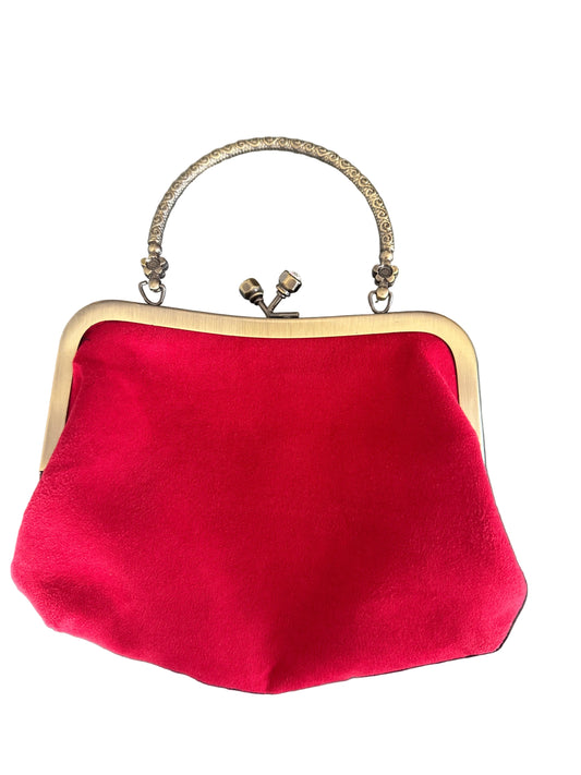 Joe Browns Red Velvet Frame Handbag