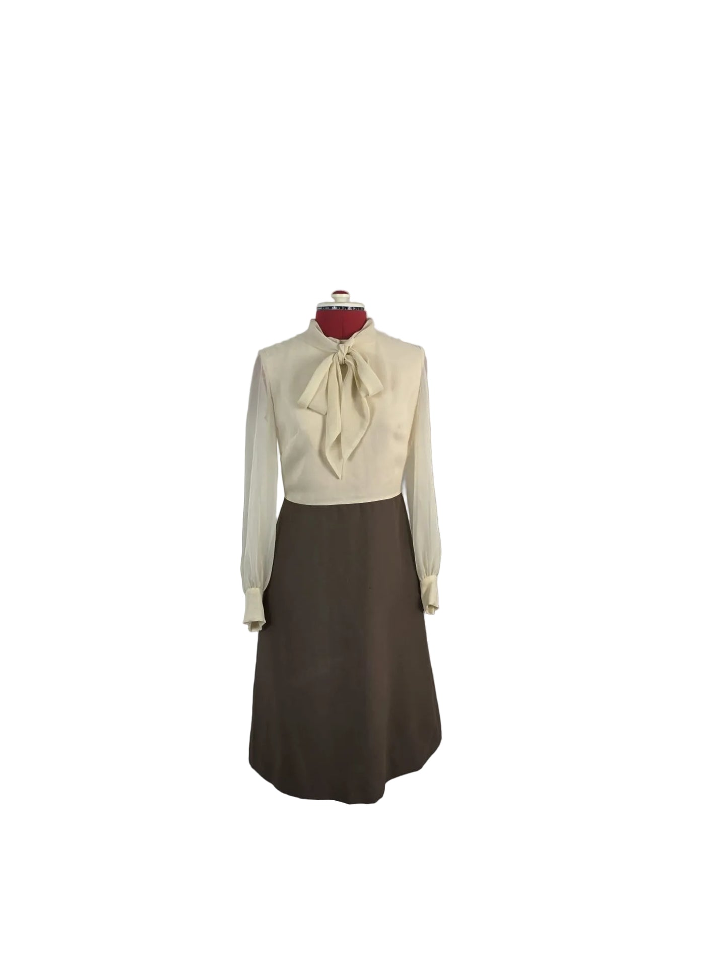 1960s Peggy French dress beige and brown
