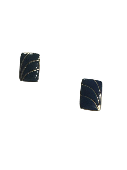 Vintage Navy Enamel with Gold Veining Earrings