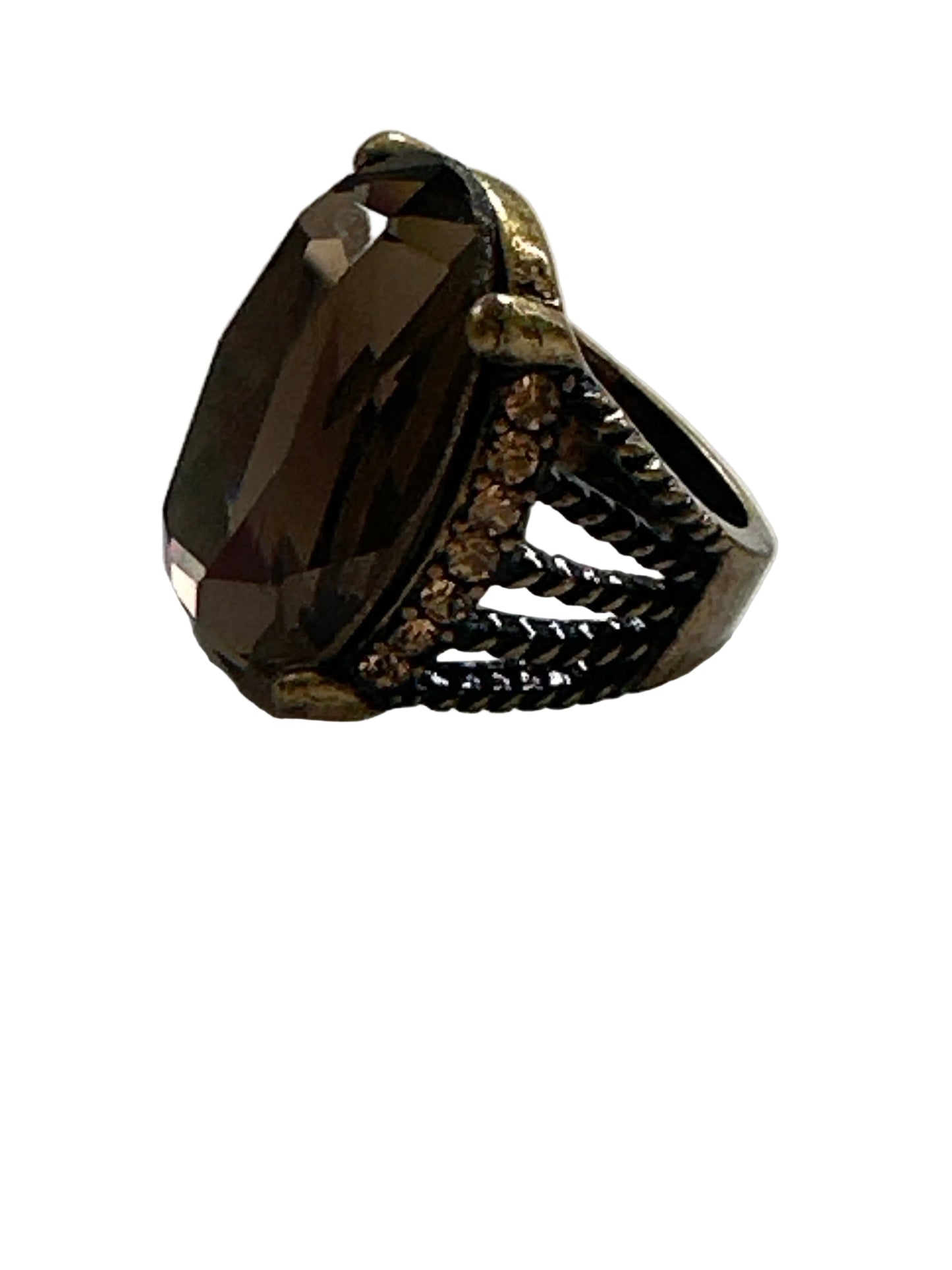 Vintage-Inspired Smoky Quartz Cocktail Ring – Statement Crystal Ring