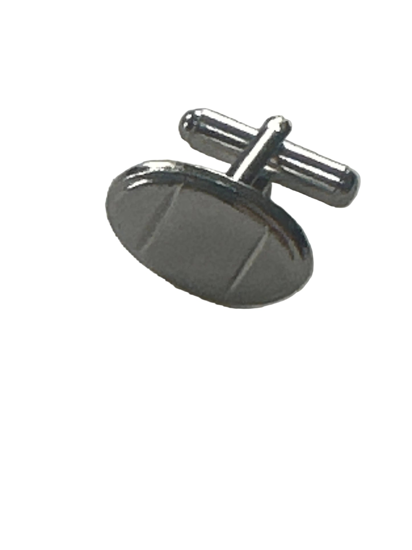 Vintage Silver Tone Oval Cufflinks Minimalist Classic Design