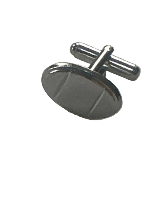 Vintage Silver Tone Oval Cufflinks Minimalist Classic Design