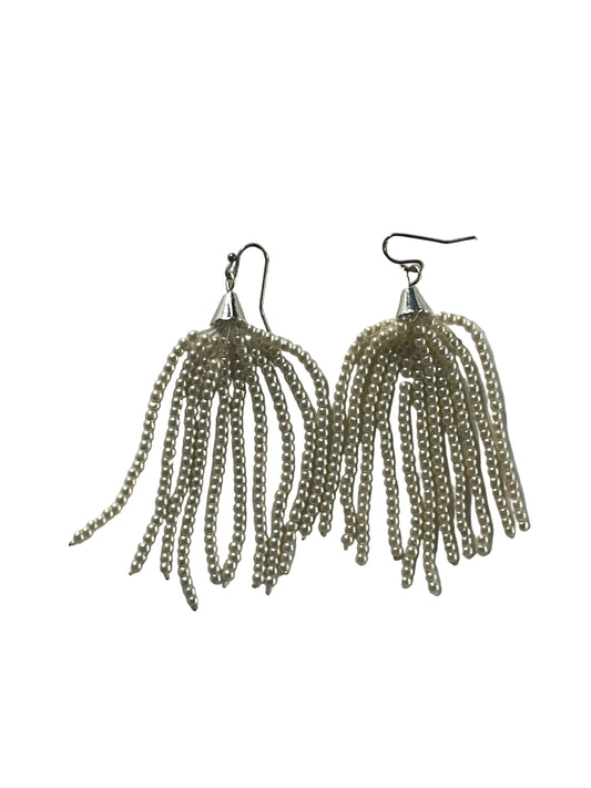 Beaded Tassel Earrings,  Pearl Tone
