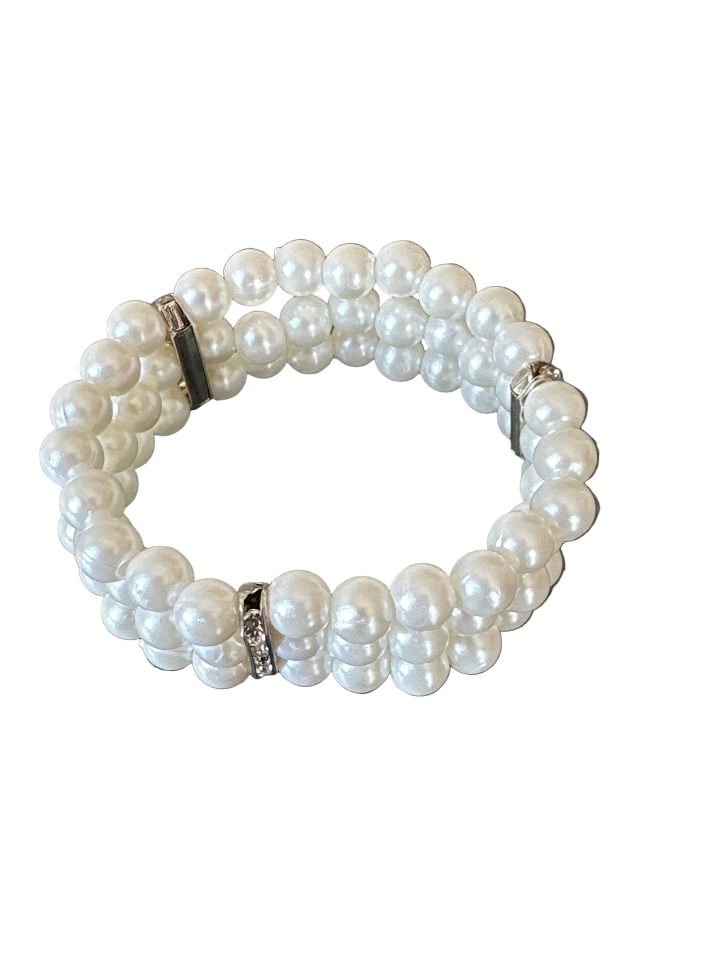 Vintage 1990s–2000s Triple Strand Faux Pearl Stretch Bracelet