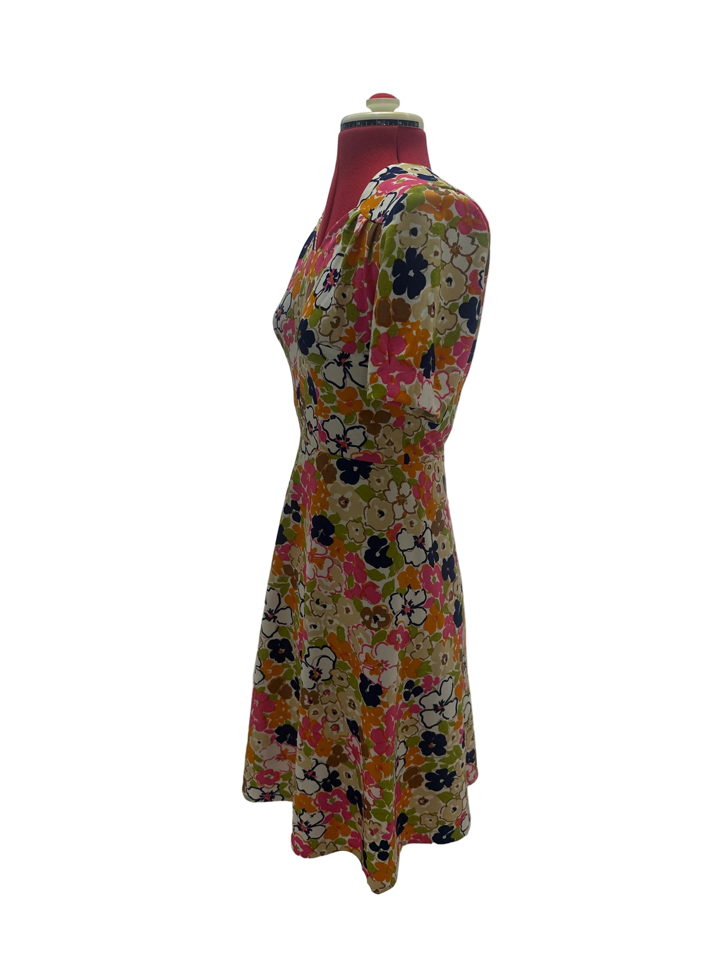 Late 1960s–1970s Handmade Floral Dress, Sweetheart Neckline
