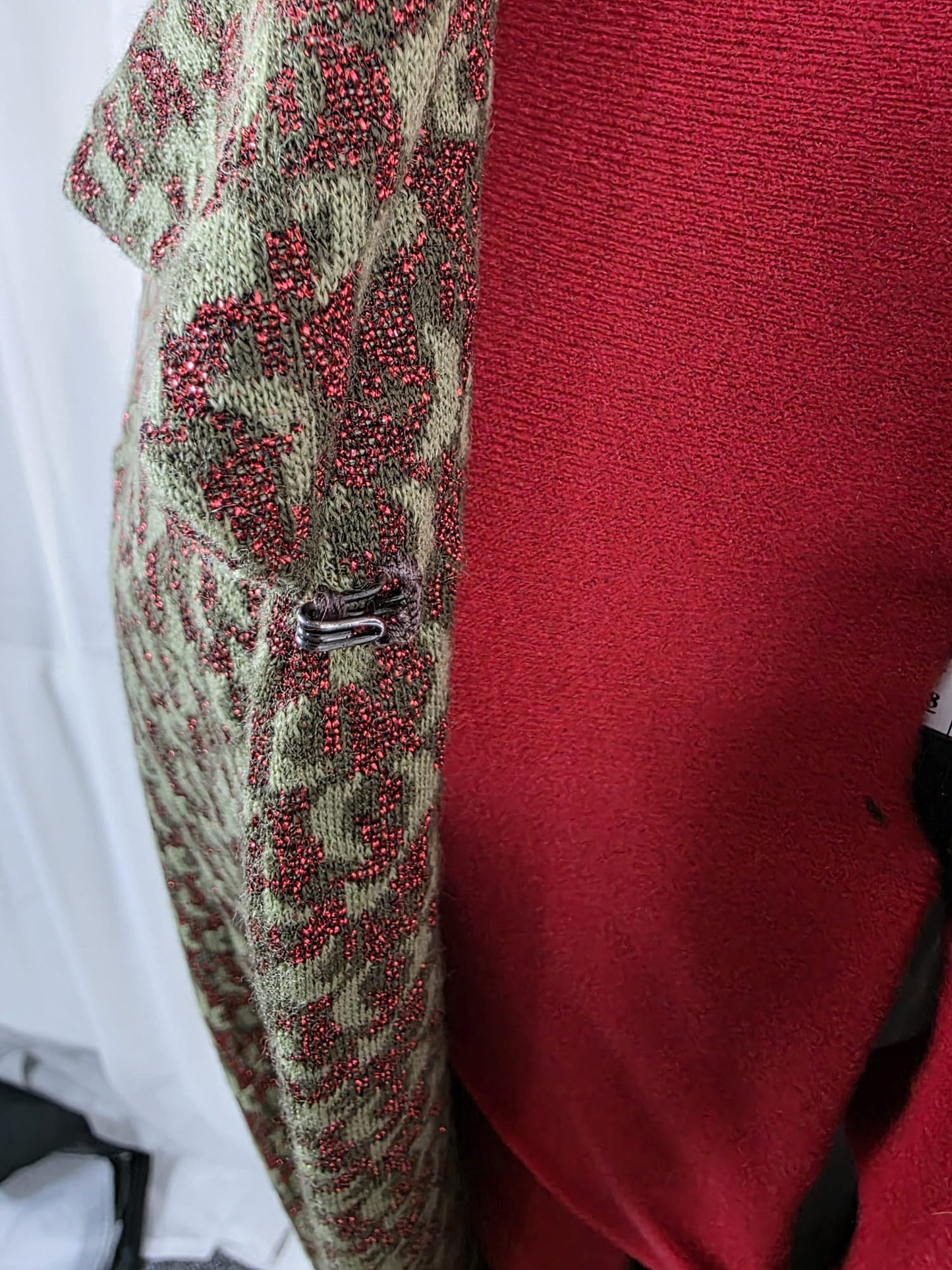1960s/70s Vintage Brocade Tailored Blazer Olive & Burgundy Pattern