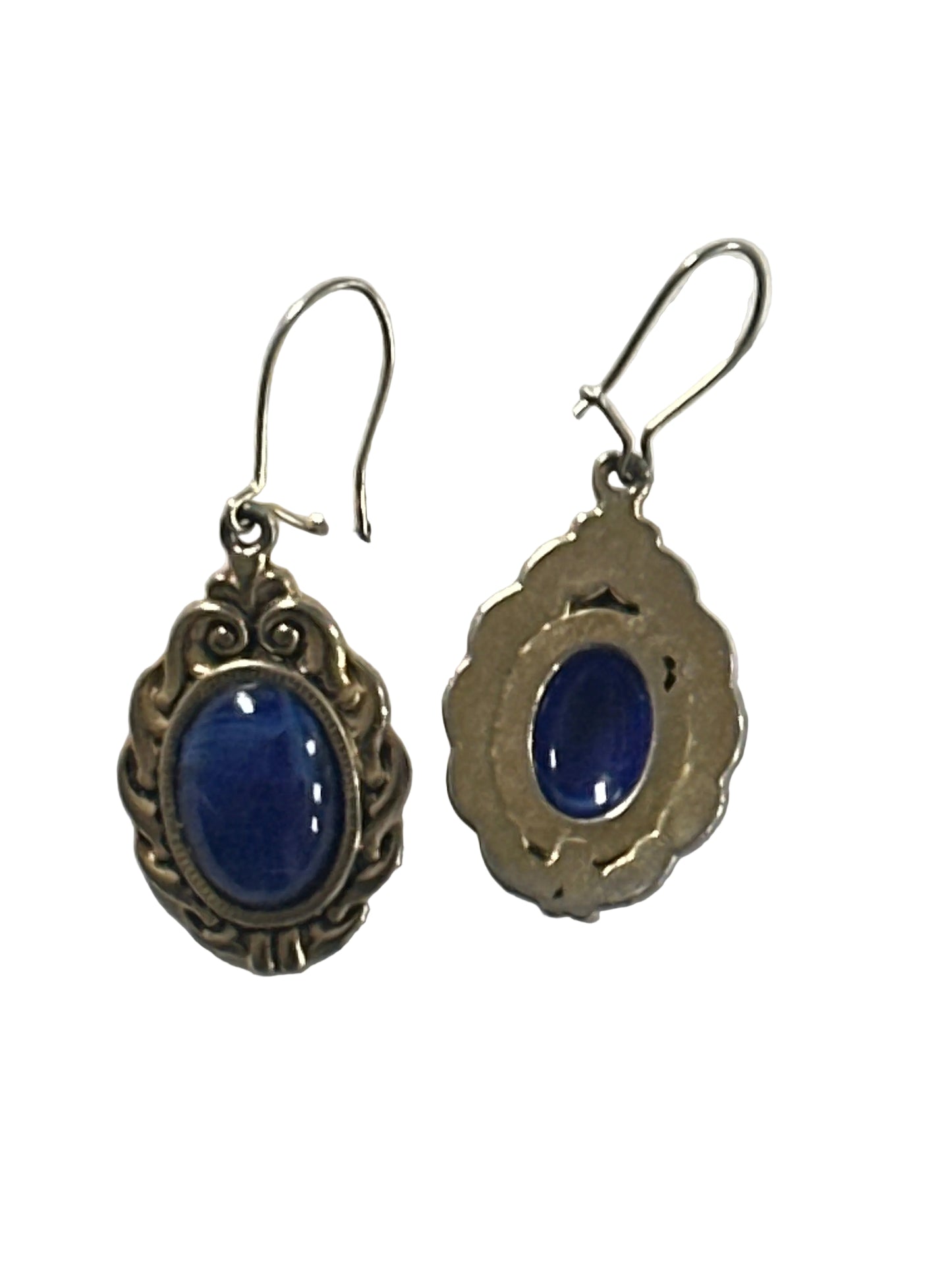 Navy Oval Drop Earrings