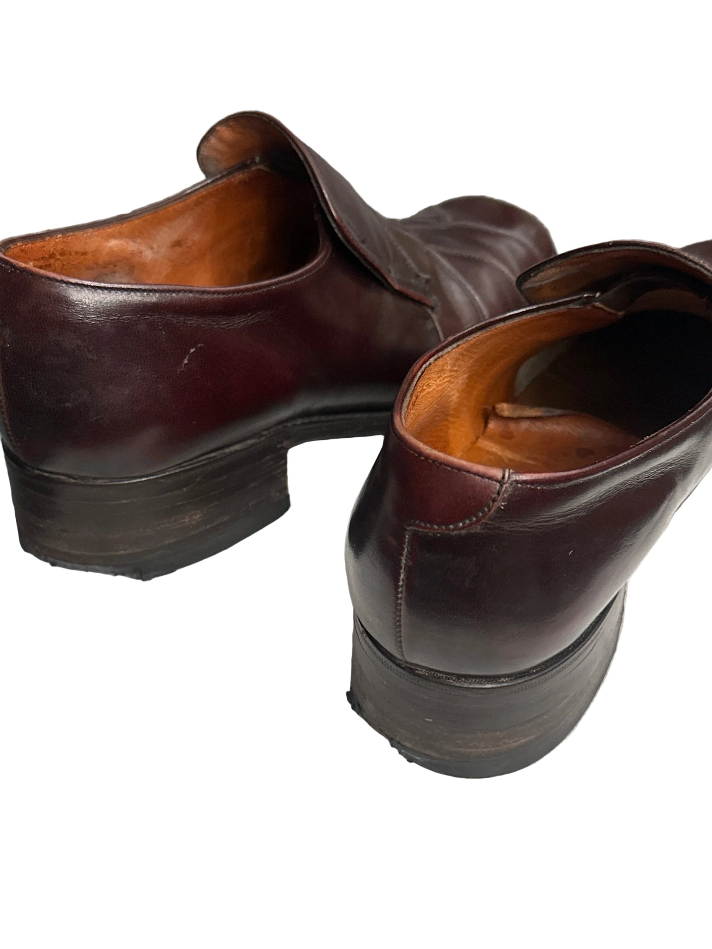 1980s Lotus Burgundy Leather Slip On Shoes Made in England