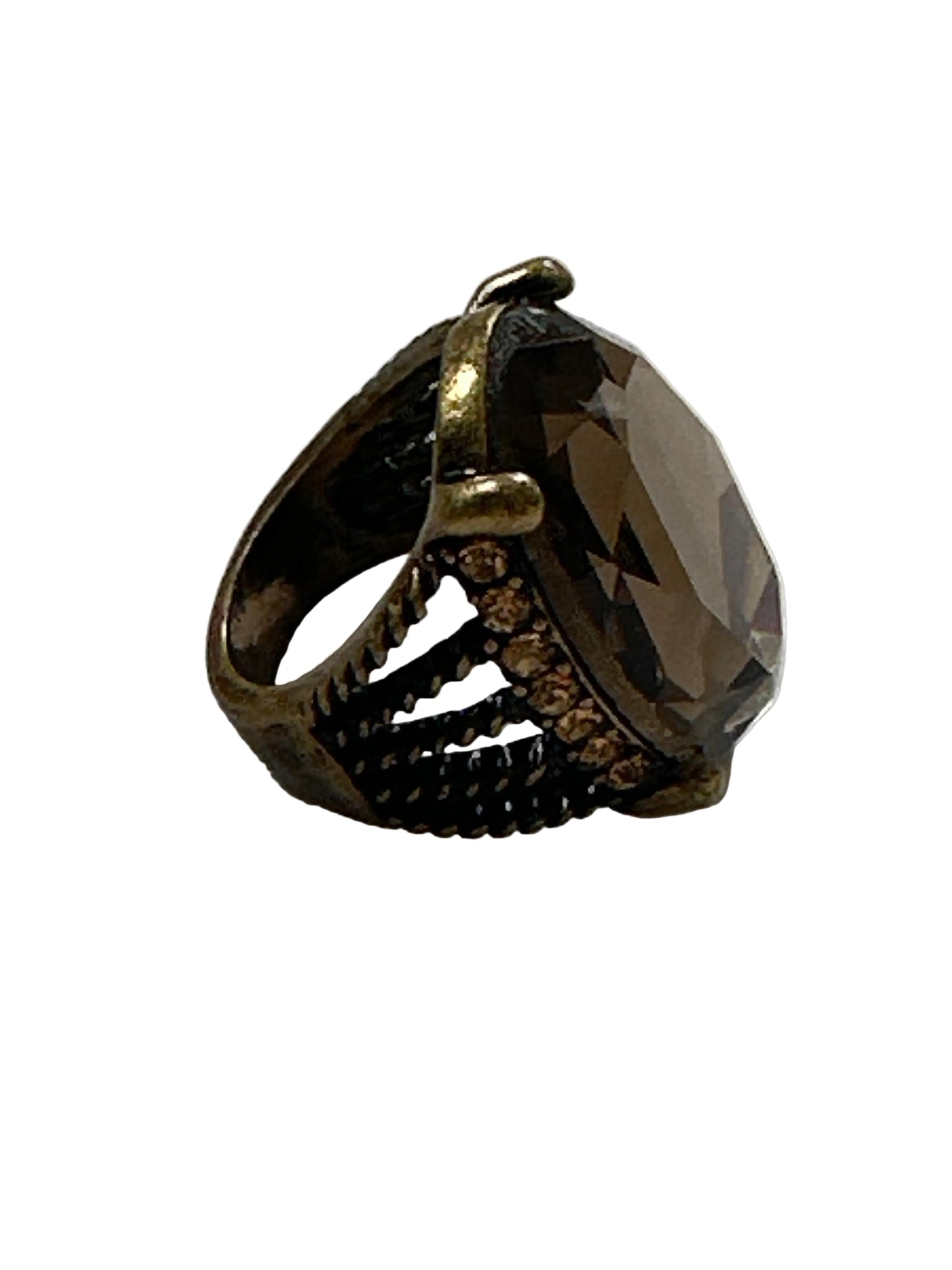 Vintage-Inspired Smoky Quartz Cocktail Ring – Statement Crystal Ring