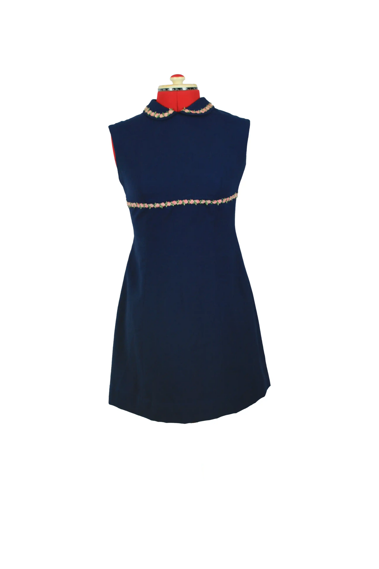 Kammgarn 1960s Navy Blue Trevira Dress – Fitted Bodice & Flared Skirt