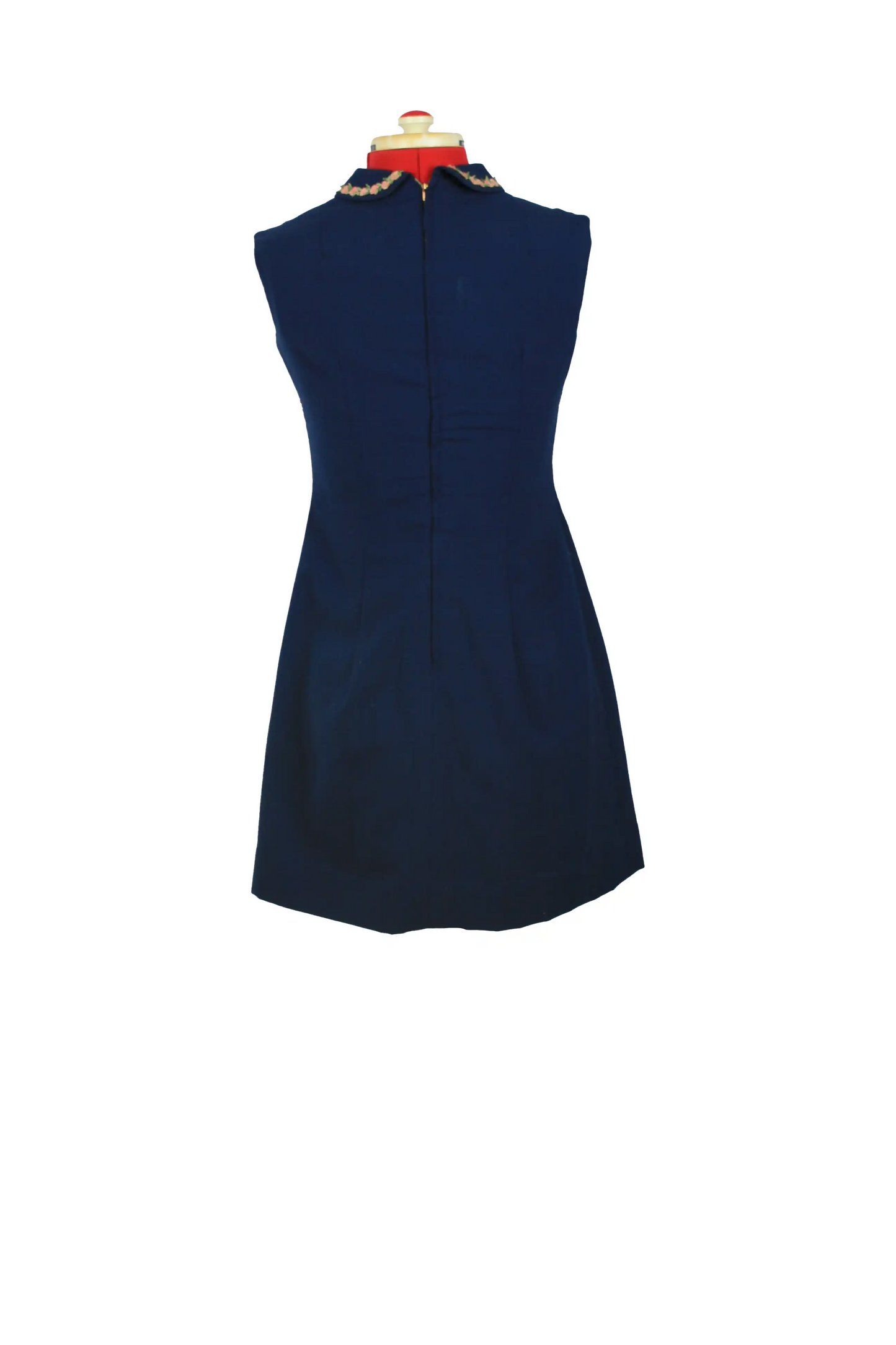 Kammgarn 1960s Navy Blue Trevira Dress – Fitted Bodice & Flared Skirt