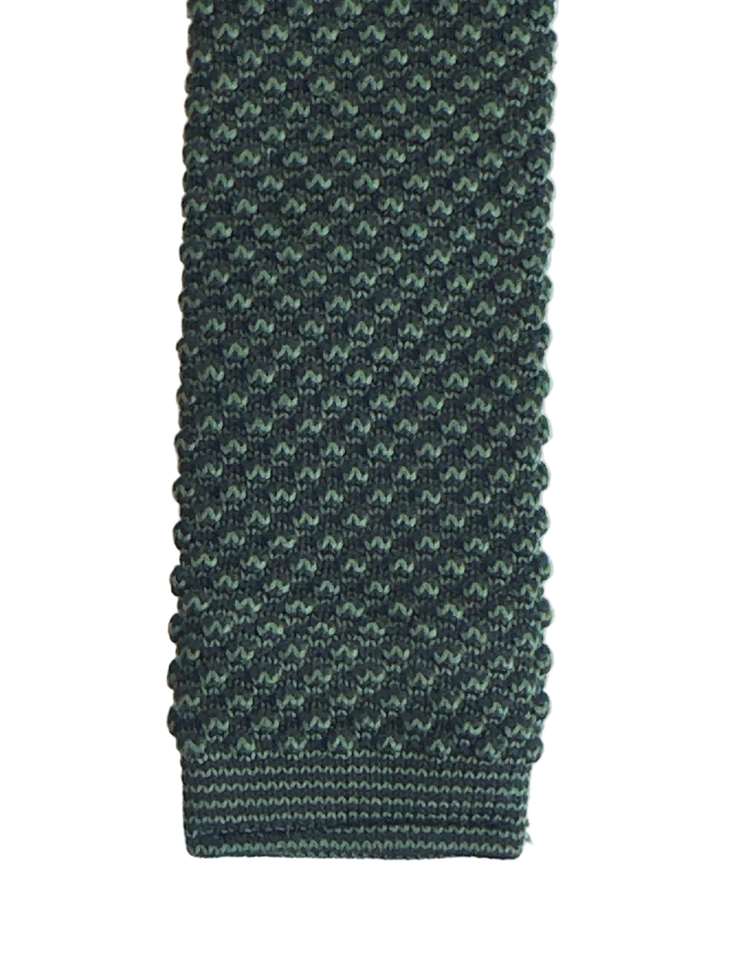 Vintage dark green knit tie textured square end retro mod style