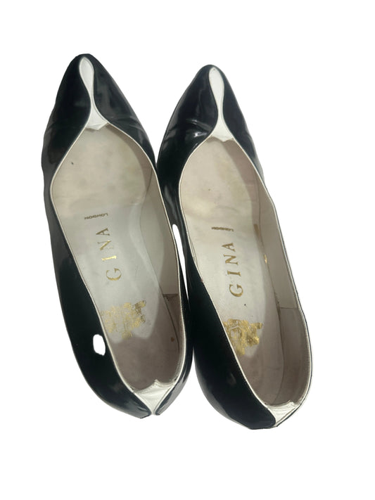Late 1980s Gina London Black Patent Leather Court Shoes UK 5/6