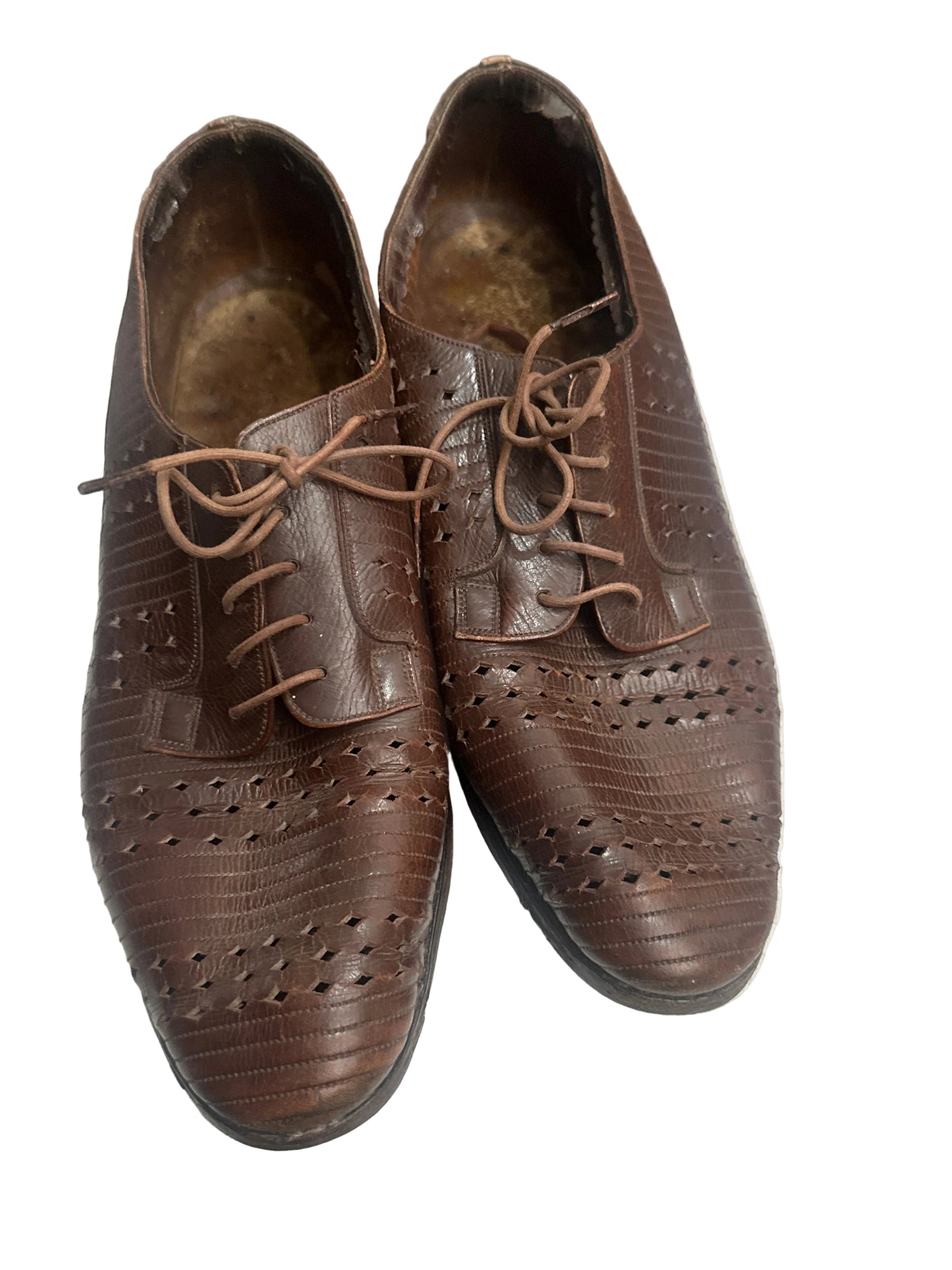 1940s G.F. Hutchings Brown Leather Cutwork Oxford Shoes UK 4 EU 36
