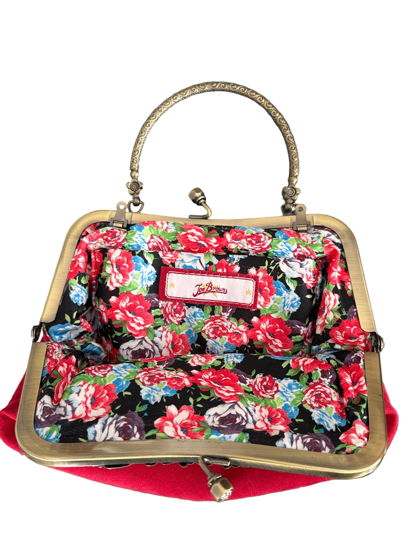 Joe Browns Red Velvet Frame Handbag