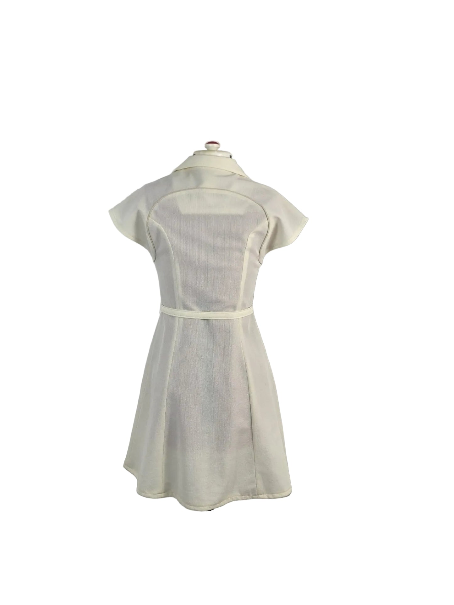 Late 1960s Cream Mod Mini Dress with Bow Neck & Belt Laurie Denton
