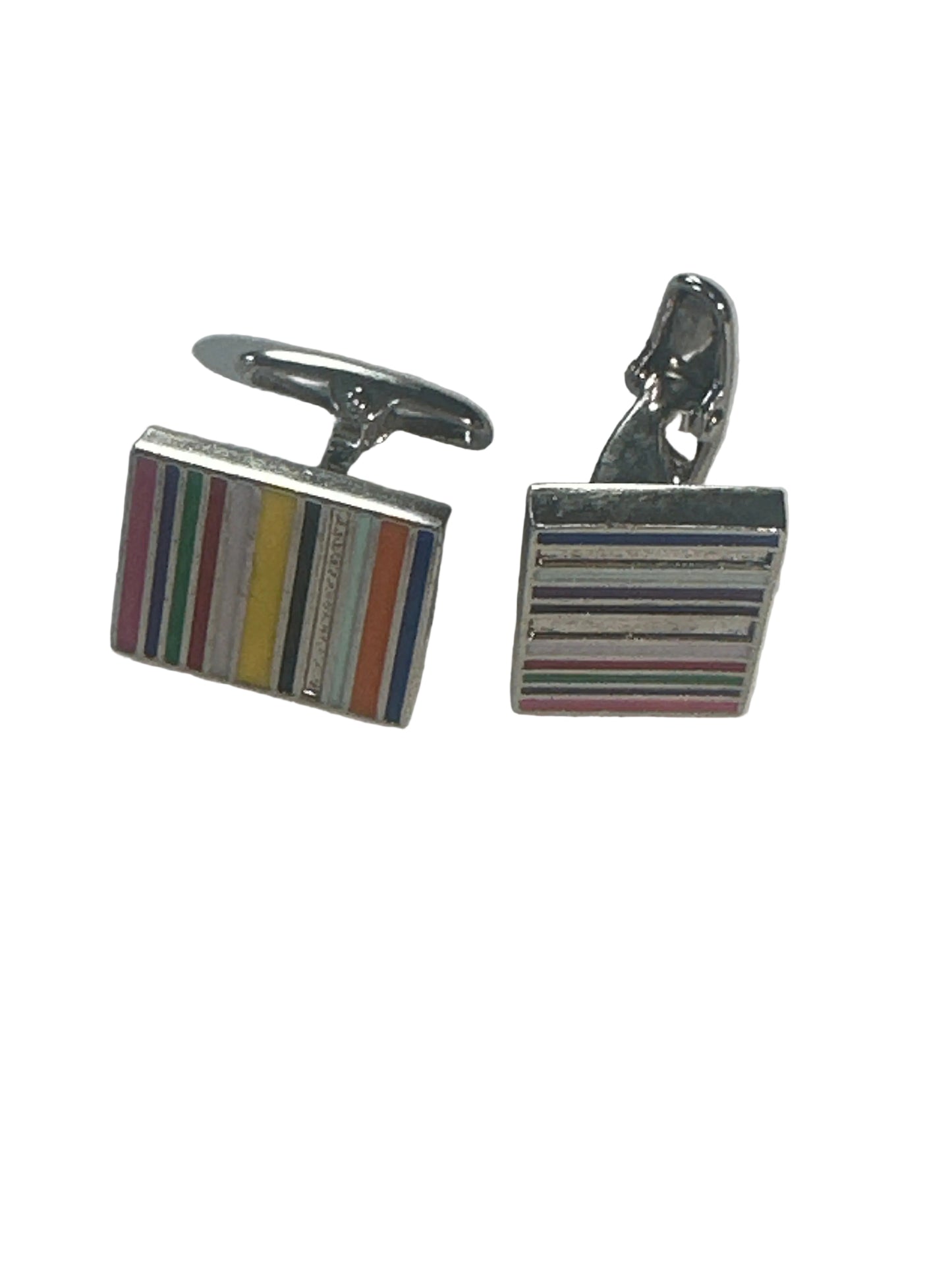 Late 20th Century Multicolour Stripe Cufflinks Enamel Mens