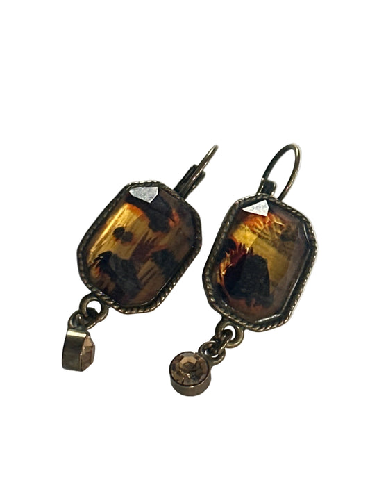 Vintage Amber-Toned Drop Earrings, 1950s-inspired