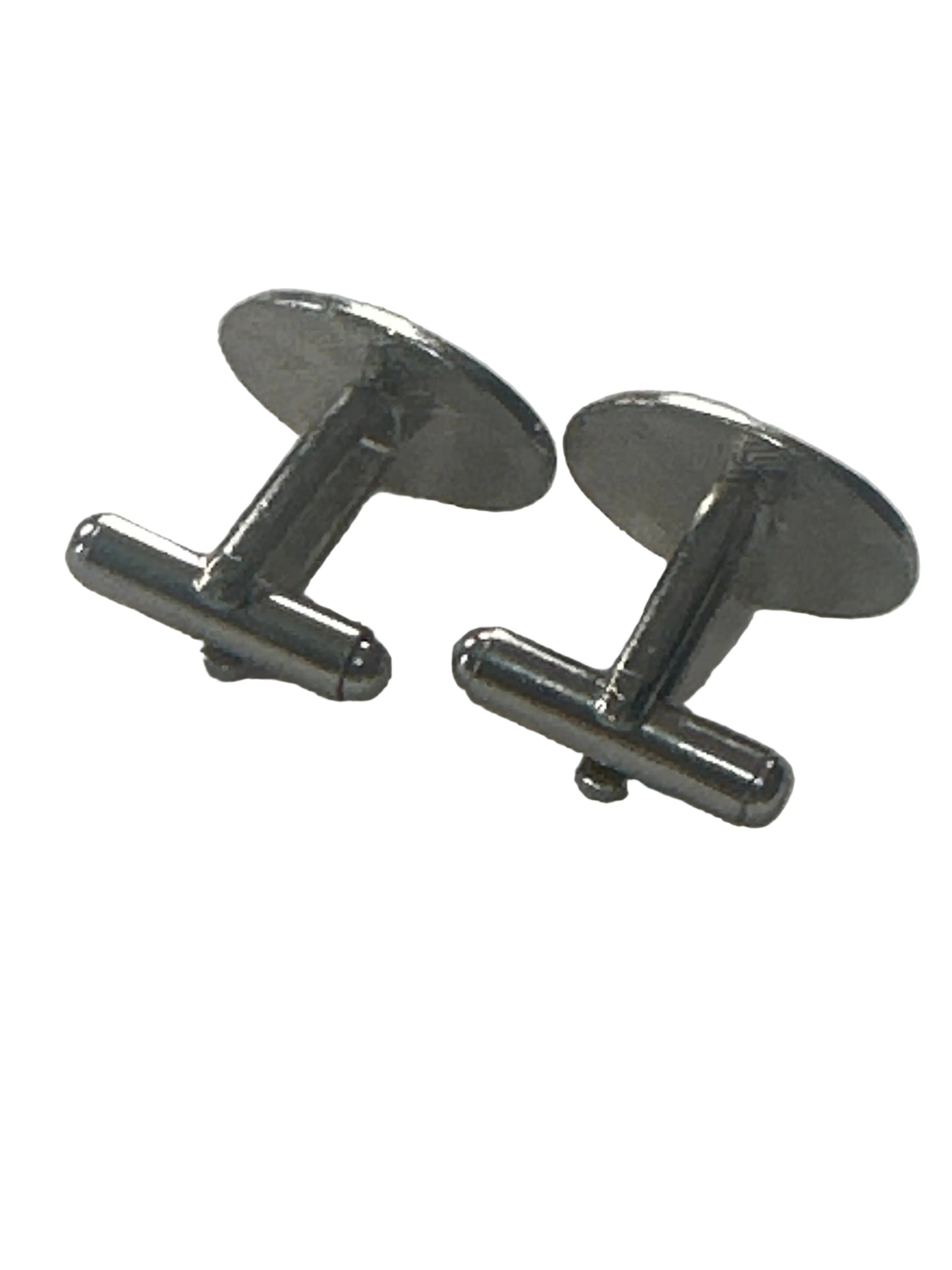 Vintage Silver Tone Oval Cufflinks Minimalist Classic Design