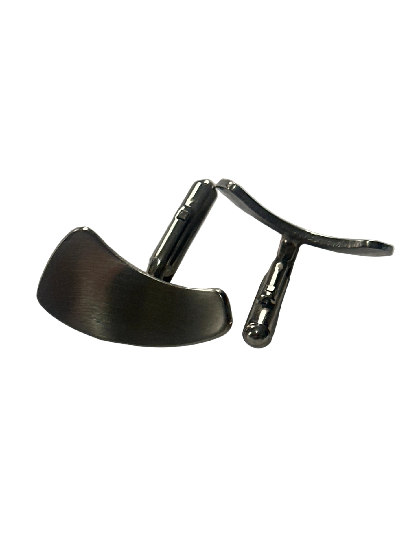 Vintage Curved Metal Cufflinks – Late 20th Century