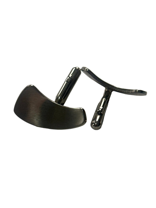 Vintage Curved Metal Cufflinks – Late 20th Century