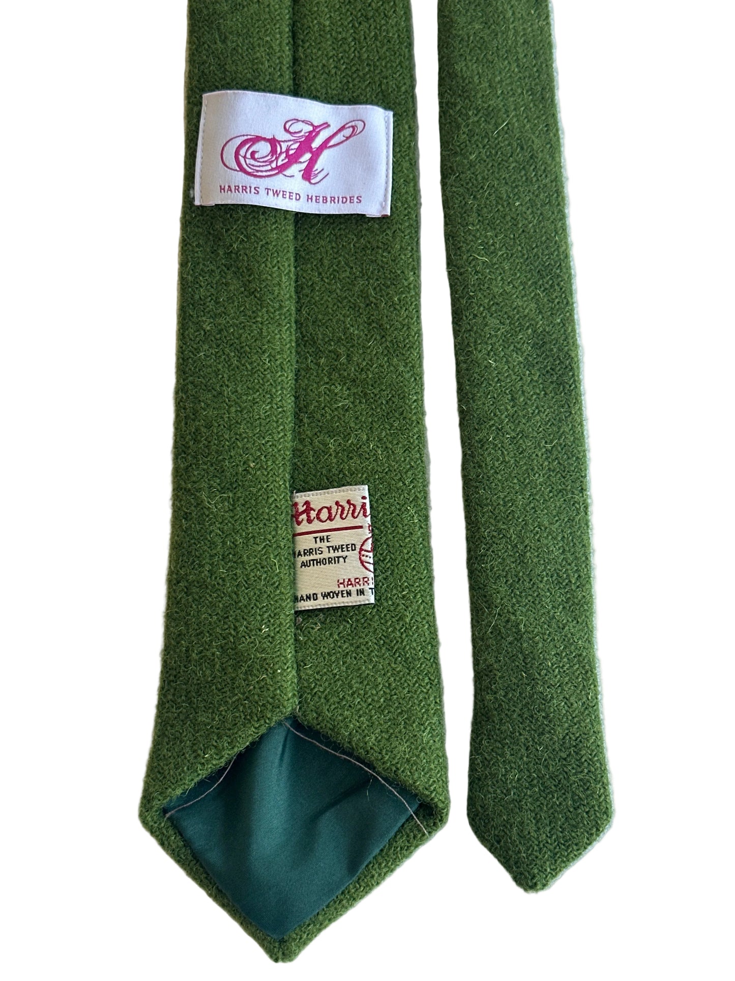 Vintage 1980s Harris Tweed Green Wool Tie Scottish Hebrides Country Style