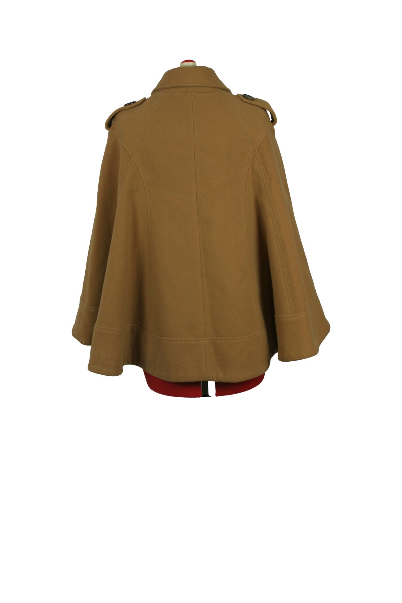 Vintage-inspired Camel Military Cape Coat by Miss Real