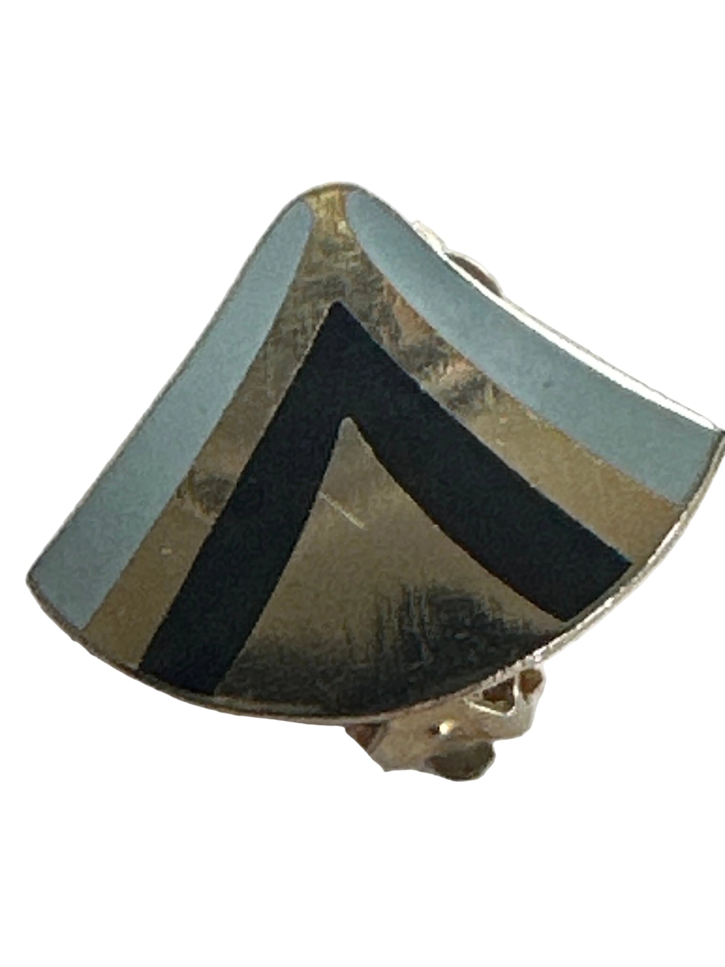 Vintage Gold Clip-On Earrings with Blue and Black Accents